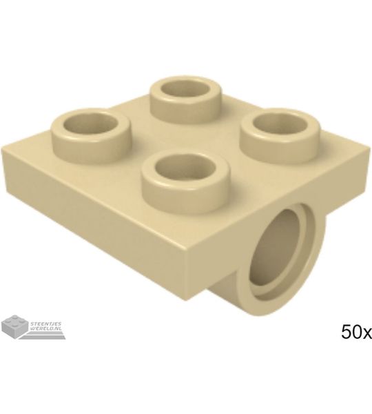 50x LEGO 2444 Tan, Plaat aangepast, 50 stuks