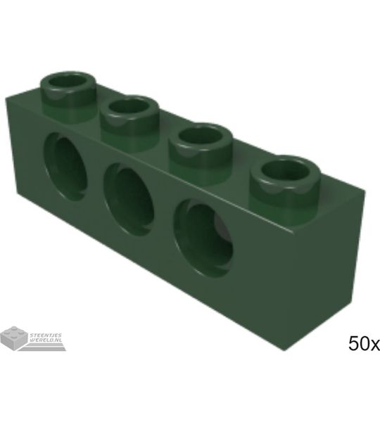 50x LEGO 3701 Technic steen Donkergroen, 50 stuks