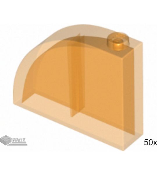 50x LEGO 65734 Dakpan gebogen Doorzichtig oranje, 50 stuks