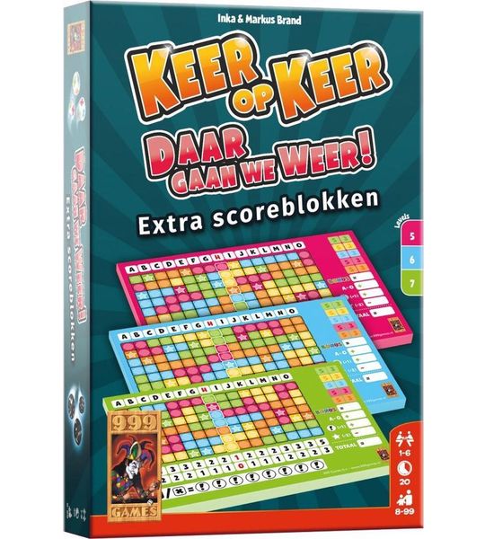 Scoreblokken Keer op Keer drie stuks Level 5  6 en 7 - Dobbelspel