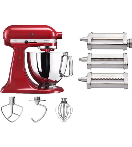 KitchenAid Artisan Mixer 5KSM125 Keizerrood + Pastaroller en -snijderset (3-delig)