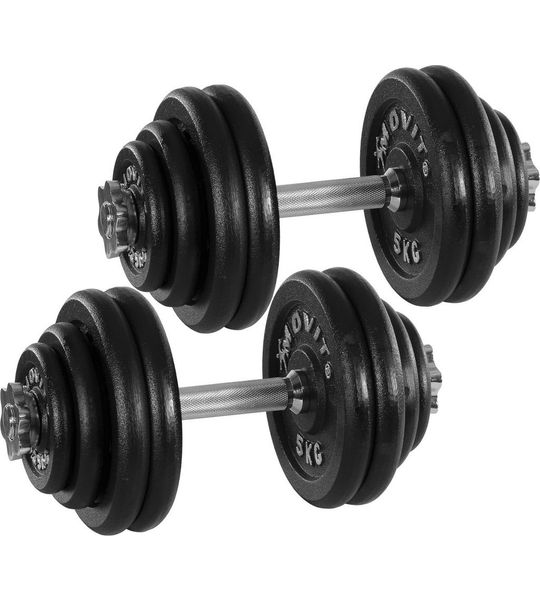 MOVIT® Dumbellset 60 kg - 2 x 30 kg - Halterset - Gietijzer - Zwart - 30 mm
