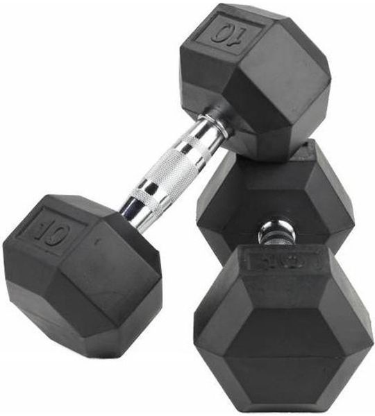 Rubberen hexagon dumbbellset (2 stuks/set)