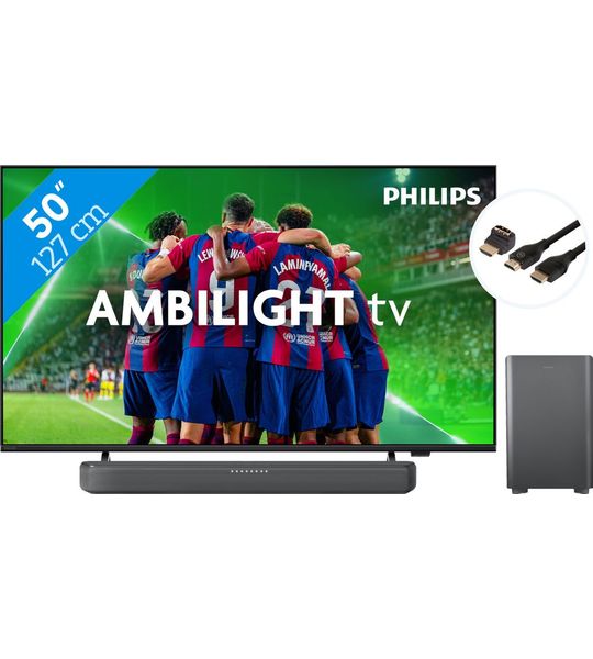 Philips 50PUS8309 - Ambilight (2024) + Soundbar + Hdmi kabel