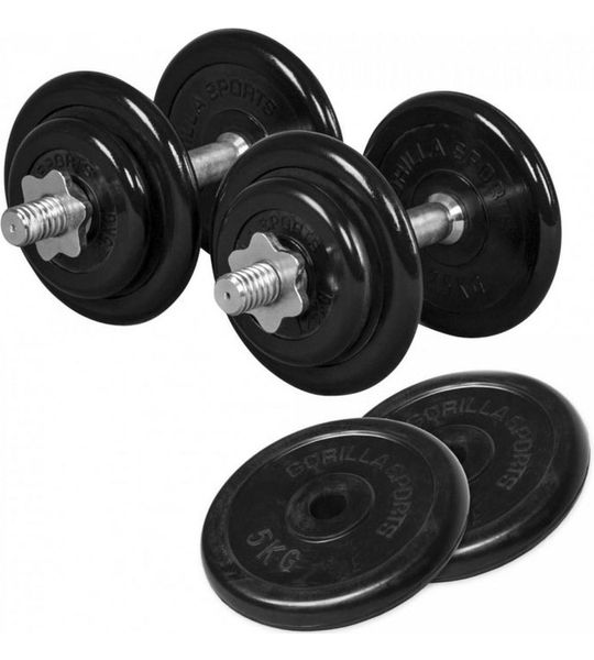 Gorilla Sports Set Dumbells 30 kg - Halterset - Rubber - 30 mm - Dumbbell