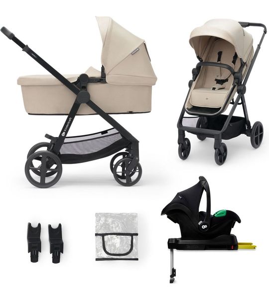 Kinderwagen Kinderkraft Newly 4-in-1 Pro Sand Beige met Autostoel en Base