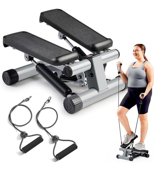 ApexArte® Stepper Fitness - Hometrainer - Crosstrainer Mini - Zwart en Grijs