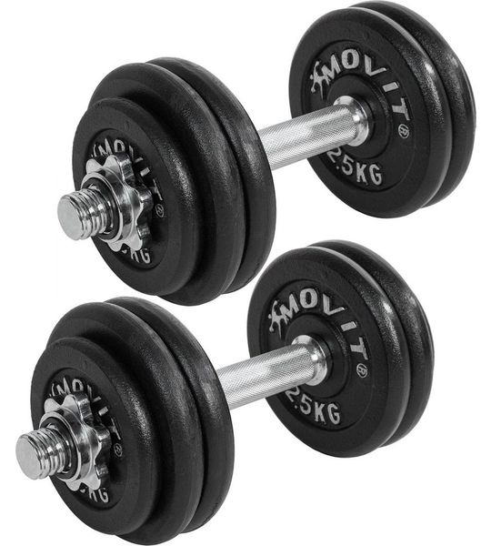 MOVIT® Dumbellset 30 kg - 2 x 15 kg - Halterset - Gietijzer - Zwart - 30 mm