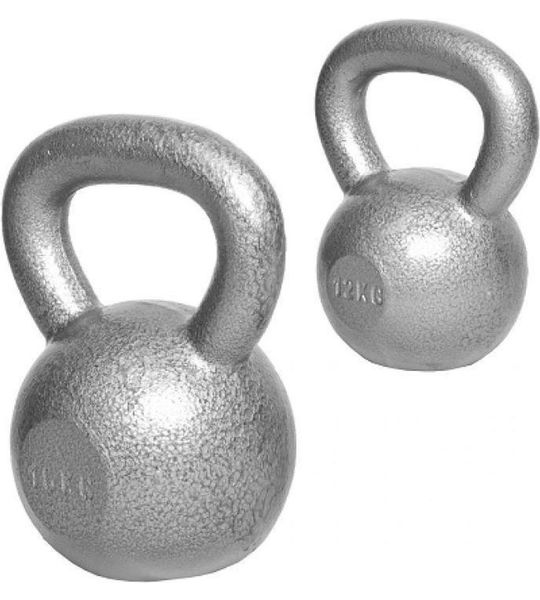 Gorilla Sports Kettlebell set van 2 - 12 en 16 kg - Gietijzer - Grijs