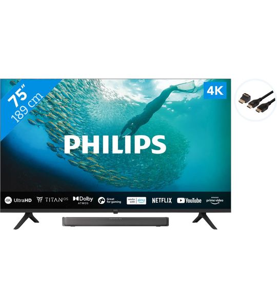 Philips 75PUS7009  + Soundbar + Hdmi kabel
