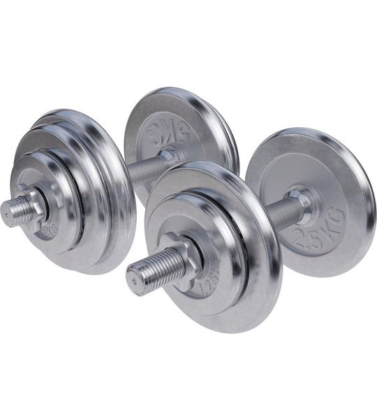 Gorilla Sports Set Dumbells 30 kg - Halterset - Chroom - 30 mm - Dumbbell