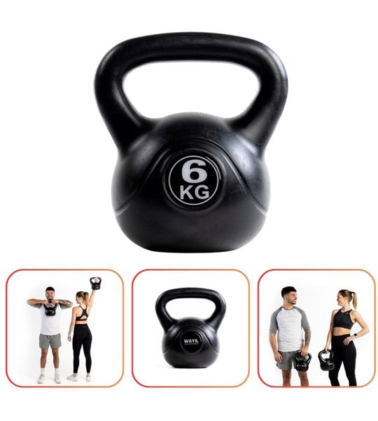 WAYS. Fitness - Kettlebell - 6 KG - PVC - Krachttraining & Home Gym - Zwart