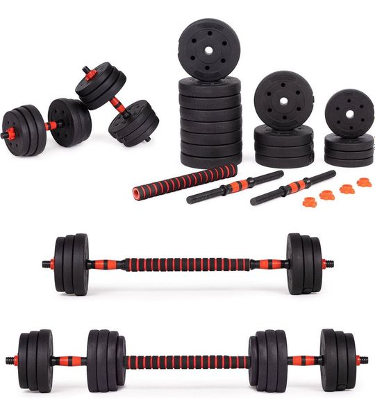 Dumbbell Set - Halterset - 40 kg - Verstelbaar - Zwart/Rood - Kunststof