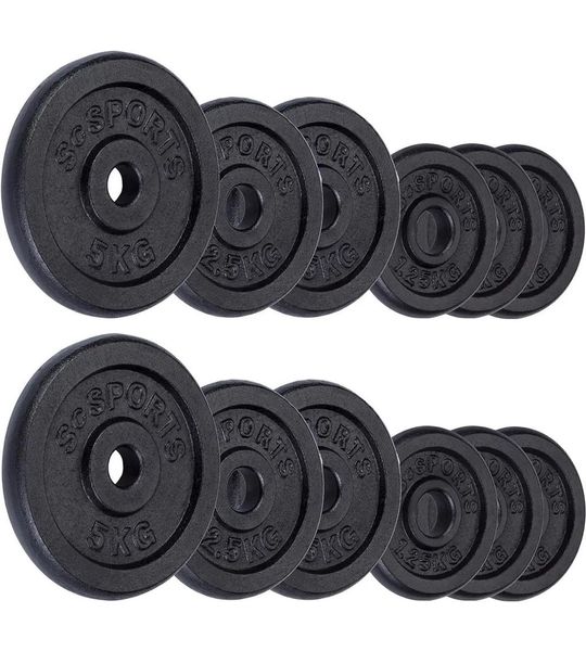 ScSports Halterschijven set 27,5 kg - Gewichten - Gietijzer - Zwart - 30 mm
