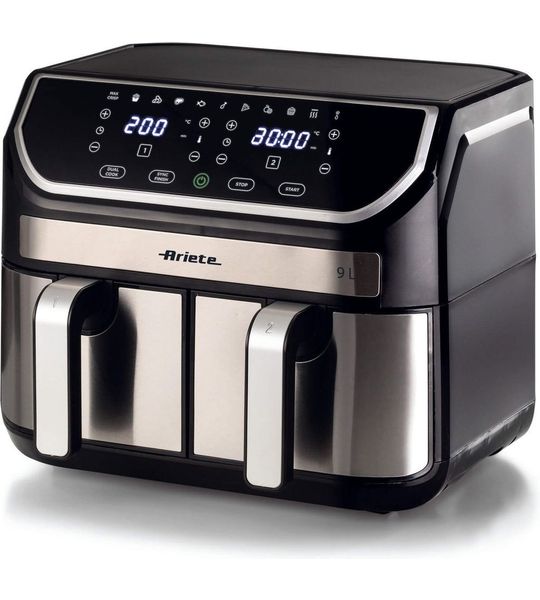 Ariete 4625/00 Dubbel 9 l Vrijstaand 2100 W Heteluchtfriteuse Zwart, Zilver