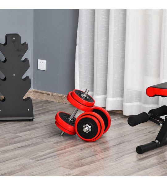 Dumbbell – Verstelbare 2-in-1 - Rood+zwart