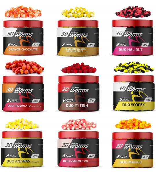 MatchPro 3D Worms Duo Wafters 12mm 20gr - Smaak : Strawberry
