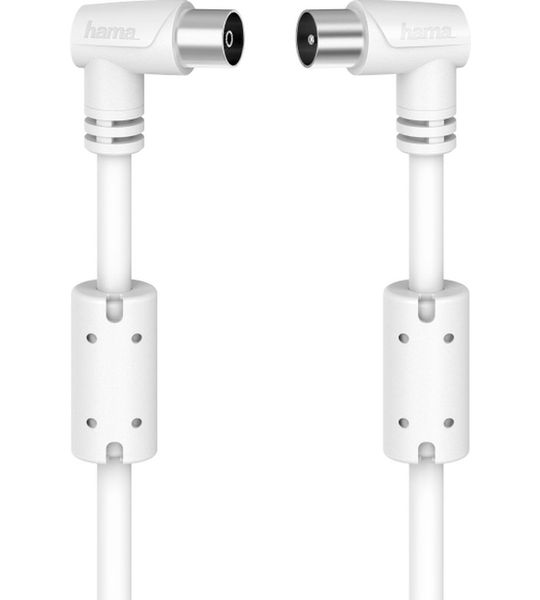 Hama Antennekabel, coaxstekker - coaxkoppeling, 90 graden, 3,0 m, 90 dB TV accessoire Wit