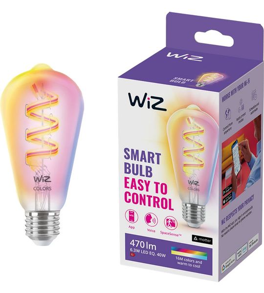 WIZ Edison Filament E27 - Gekleurd En Wit Licht Slimme Ledlamp Transparant