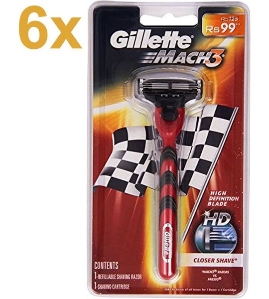 Gillette - Mach3 - 6x Scheersysteem + 6x Scheermesjes - Voordeelverpakking