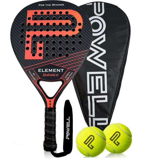 POWELL Padel Racket - met Hoes - Druppel - 3K Carbon - 3D-Tech - Balance