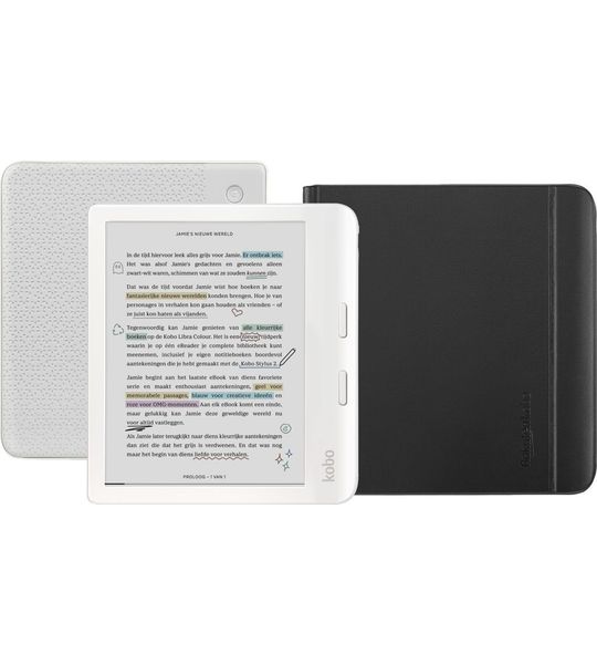 Kobo Libra Colour Wit + Notebook Sleep Cover Zwart