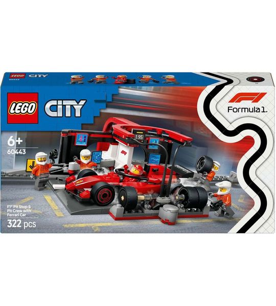LEGO City F1 pitstop en pitcrew met Ferrari auto - 60443
