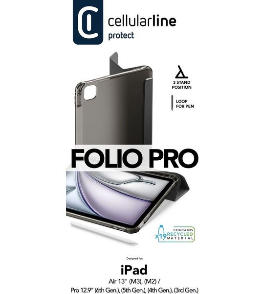 Cellularline Case Folio Voor Ipad Air 13 Inch Beschermhoes Zwart