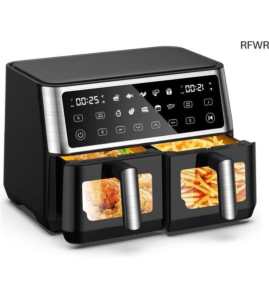 RFWR® Dual Zone XXL Airfryer met 10 liter capaciteit en 10-in-1 kookprogramma