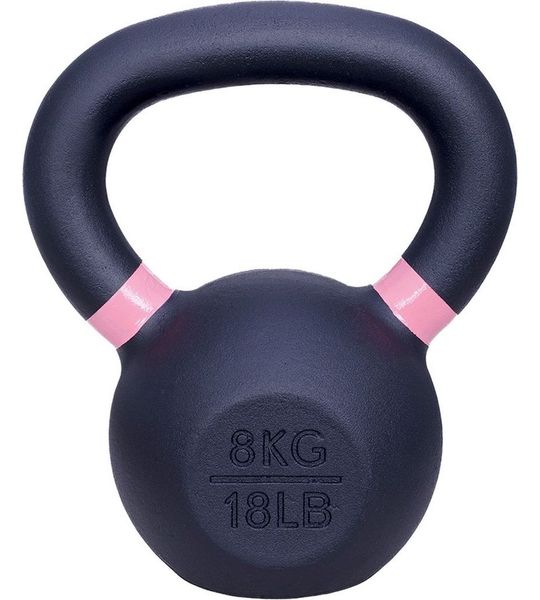 ForzaFit Kettlebell 8 kg - Gietijzer Kettle bell - Zwart met Roze - 18 LB