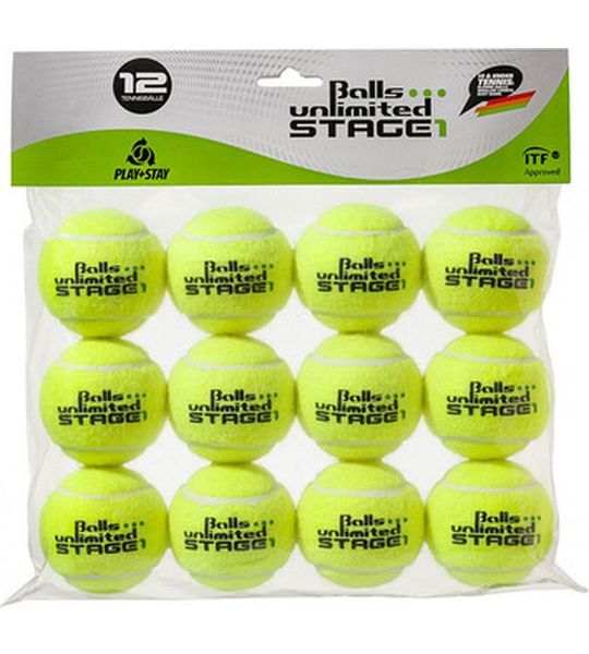 Balls Unlimited Stage 1 tennisballen - met stip -  12 stuks - groen/geel