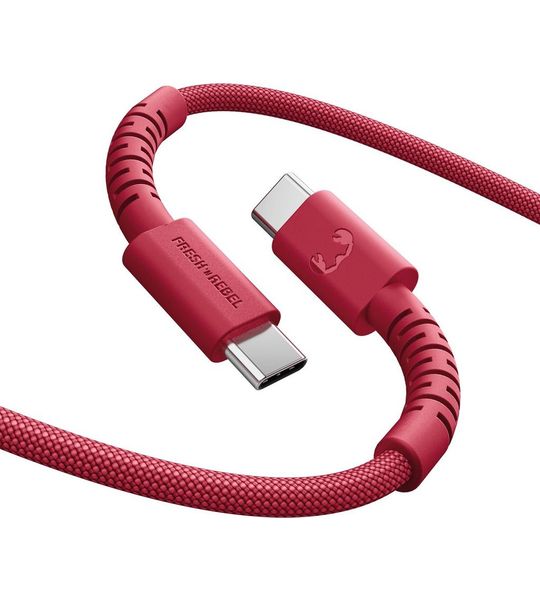 Fresh 'n Rebel Flexwave Silicone Braided 100w Usb-c Kabel 2 M Berry Red