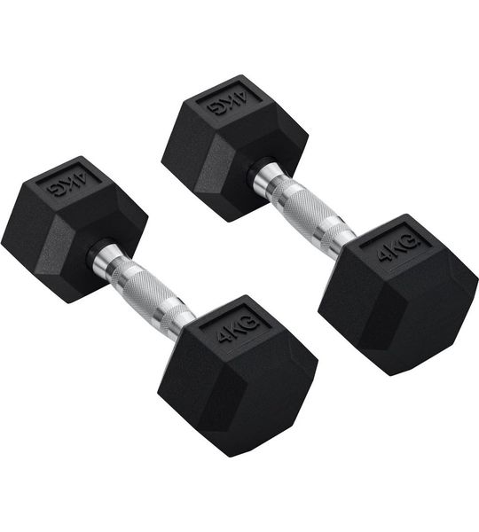 Gewichten – StrongFit - Zeshoekig design – Gietijzer - Zwart