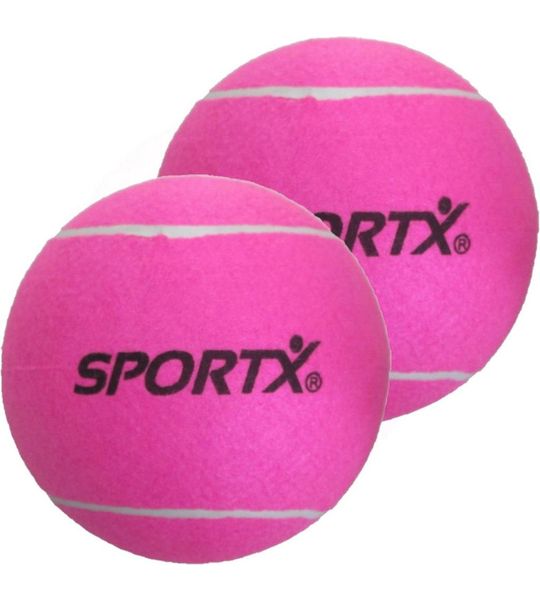 Sportx Jumbo Tennisbal - 4x - XXL - roze - 22 cm - buiten spelen - speelgoed
