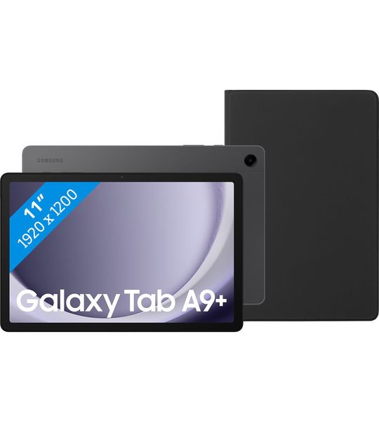 Samsung Galaxy Tab A9 Plus 11 inch 64GB Wifi Grijs + BlueBuilt Book Case Zwart