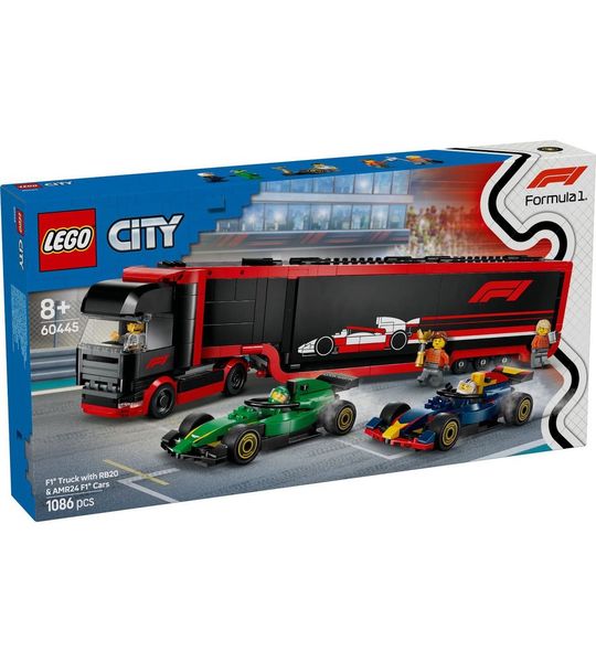 LEGO City F1 truck met RB20 en AMR24 F1® auto's speelset - 60445