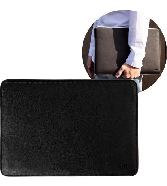 Accezz Leather hoes voor MacBook 16 inch Laptop sleeve Zwart