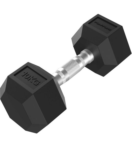 Tunturi Platinum Hexa Dumbbell - Rubber - 1x 10kg - Zwart