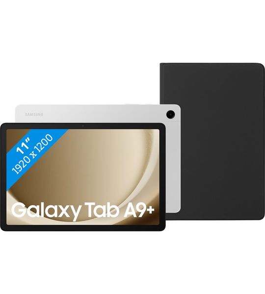 Samsung Galaxy Tab A9 Plus 11 inch 64GB Wifi Zilver + BlueBuilt Book Case Zwart