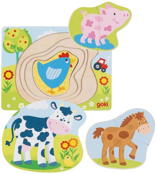 Goki 57386 puzzel Contourpuzzel 1 stuk(s) Dieren