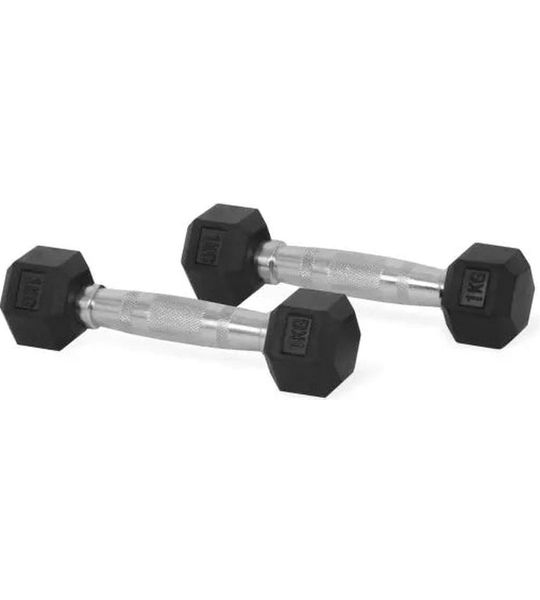 Hex Rubber Dumbbells 1 kg (set)
