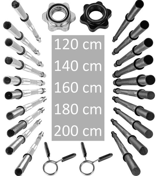 MOVIT® Halterstang 120 cm - Barbell - Halter - Veersluiting - Zwart - 30 mm