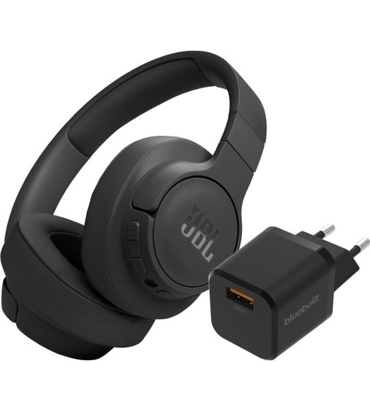 JBL Tune 770NC Zwart + BlueBuilt Quick Charge Oplader met Usb A Poort 18W Zwart