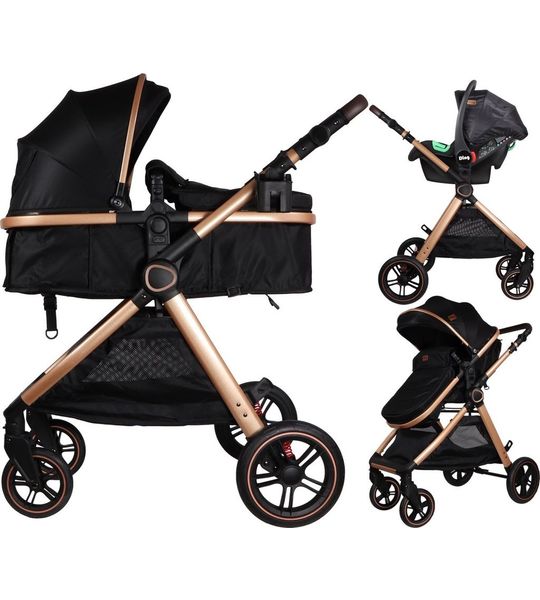 Ding 3-in-1 Kinderwagen Liam - Black/Rose