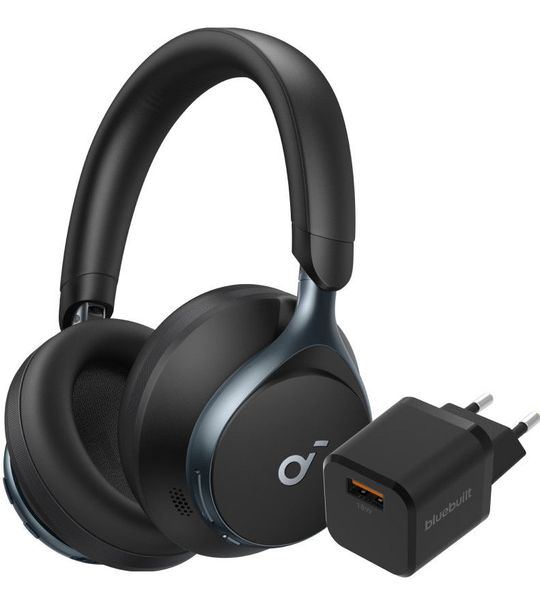 Soundcore Space One Zwart + BlueBuilt Quick Charge Oplader met Usb A Poort 18W Zwart