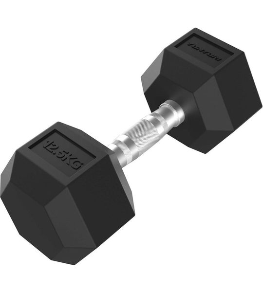 Tunturi Platinum Hexa Dumbbell - Rubber - 1x 12.5kg - Zwart