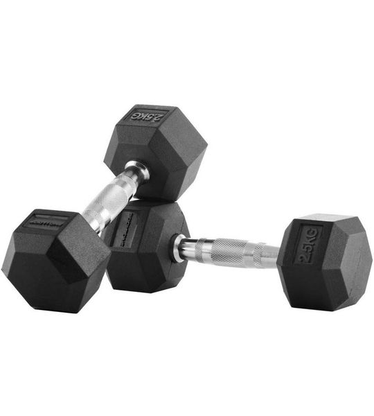Bodytone Rubber 2.5kg Hex Dumbbell 2 Eenheden Zilver 2.5 kg