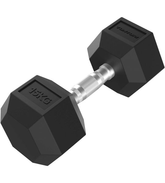 Tunturi Platinum Hexa Dumbbell - Rubber - 1x 15g - Zwart