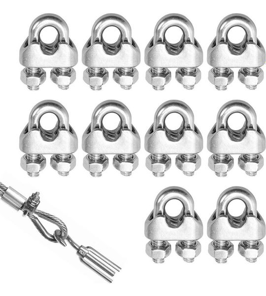 M4 Staalkabelklemmen - Set van 10, RVS U-bouten, Geschikt voor 4 mm Staaldraad