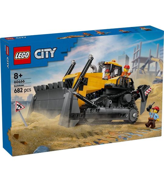 LEGO® City Gele Bulldozer, Bouwplaatsvoertuig - 60466